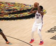 Joel Embiid (#21) of the Philadelphia 76ers